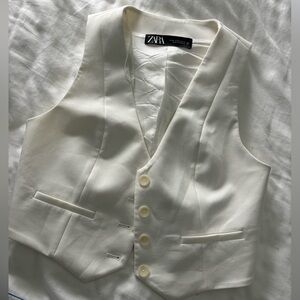 Zara Cream Textured Vest